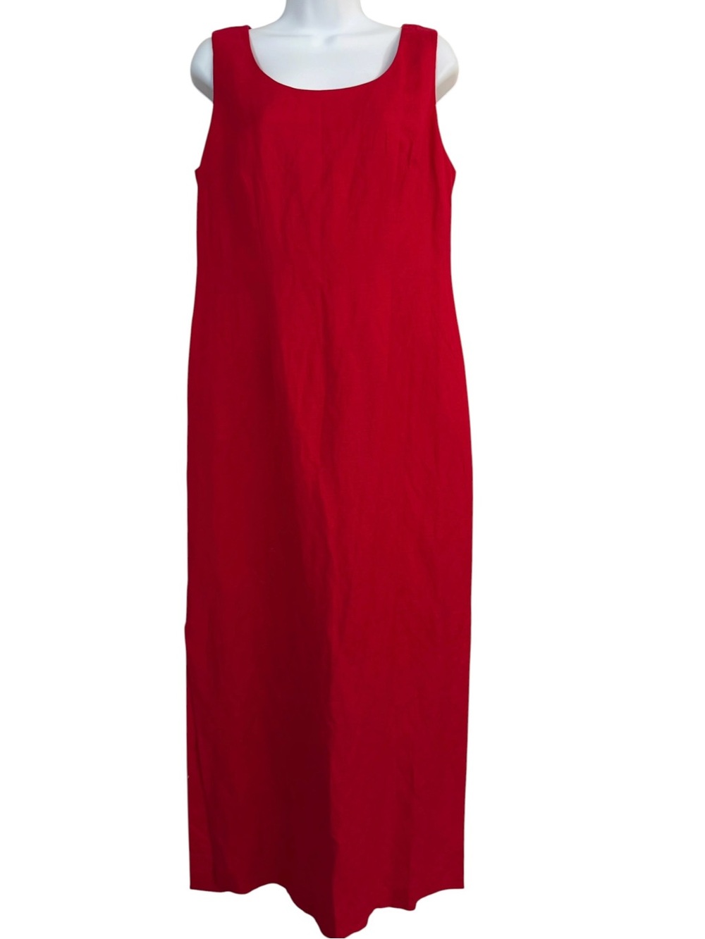 Vintage Jessica Howard Red Sleeveless Maxi Long Dress Size 12 Modest Linen-blend